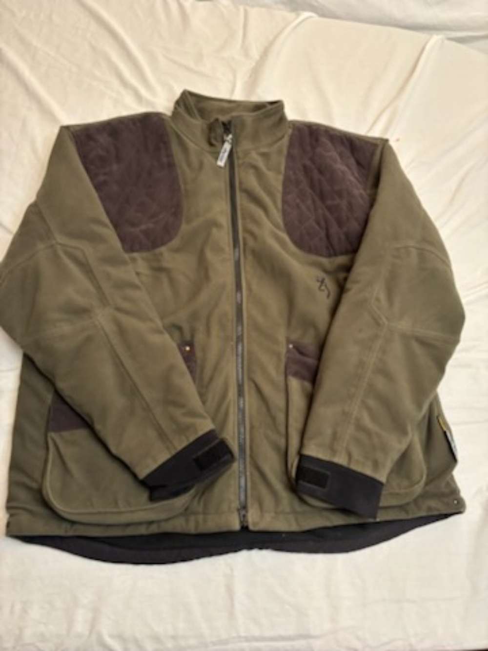 Browning Olive Green Fleece Jacket with Brown Quilted Shoulder Panels
